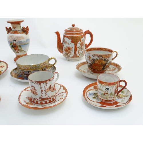 107 - A quantity of assorted Japanese wares, to include plates, tea cups and saucers, pots, vases and a sm... 