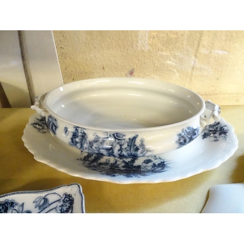 109 - A quantity of late 19thC ceramics comprising W. Adams & Co. 'Poppy' pattern oval platter and two ova... 