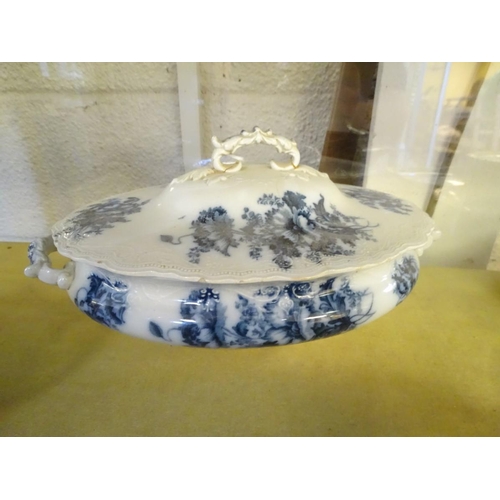 109 - A quantity of late 19thC ceramics comprising W. Adams & Co. 'Poppy' pattern oval platter and two ova... 