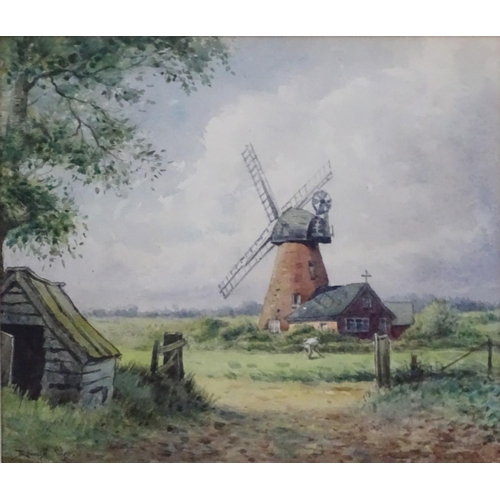 1094 - Ronald Way,  Oil on board, 'Mill at Great Bardfield', Signed lower left and labelled verso. 11 x 12 ... 