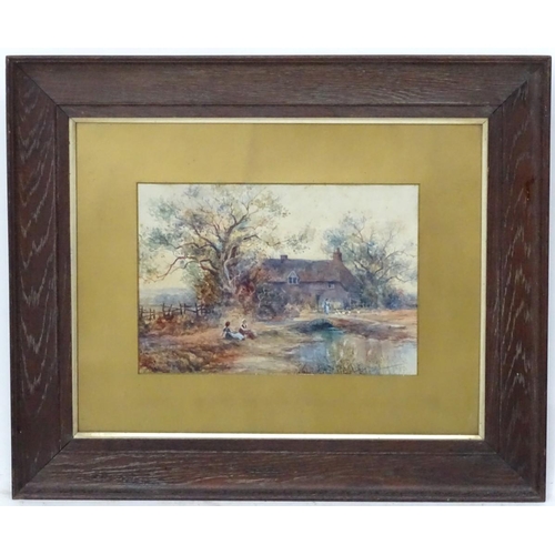 1097 - Alfred H Blake (XIX-XX), Watercolour, 'Near Northall, Biggleswade' Bedfordshire, Signed and dated '1... 