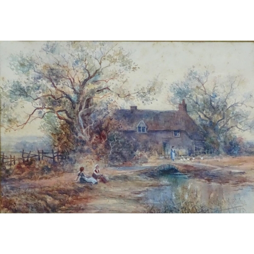 1097 - Alfred H Blake (XIX-XX), Watercolour, 'Near Northall, Biggleswade' Bedfordshire, Signed and dated '1... 