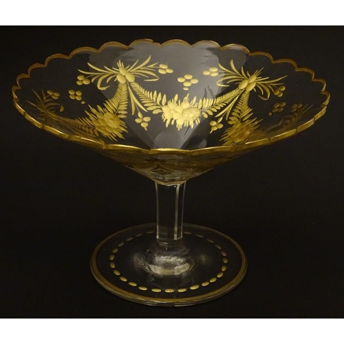 119 - St Louis : a pedestal tazza like bonbon dish with gilt decoration and an octagonal shaft, 4 1/4'' hi... 