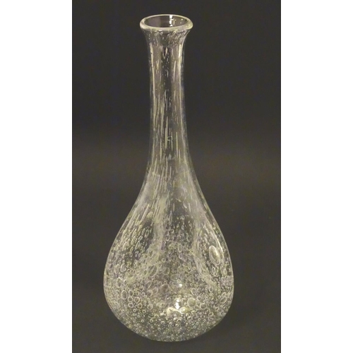 121 - An indistinctly signed, Mdina (?), clear triform dimpled carafe, approx. 10 7/8