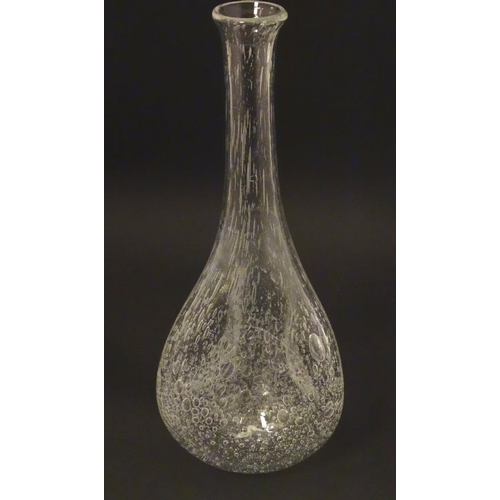 121 - An indistinctly signed, Mdina (?), clear triform dimpled carafe, approx. 10 7/8