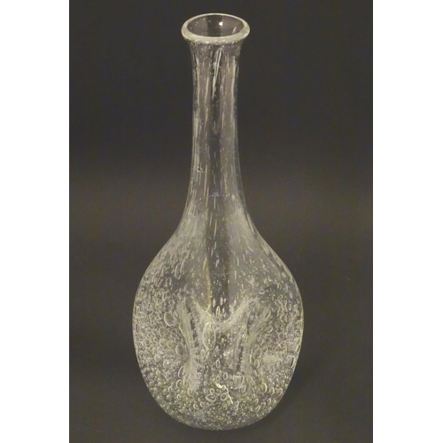 121 - An indistinctly signed, Mdina (?), clear triform dimpled carafe, approx. 10 7/8