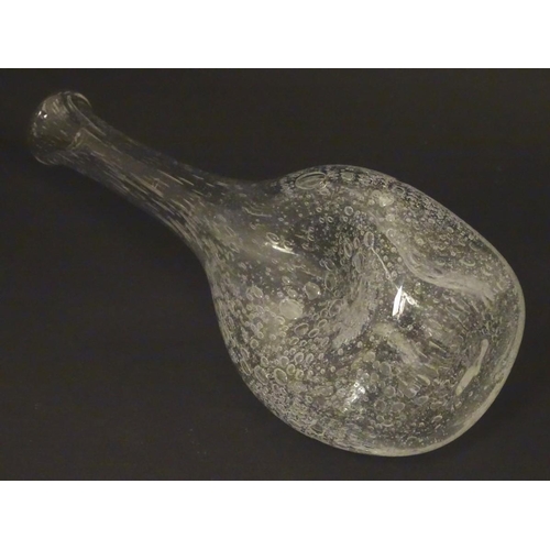 121 - An indistinctly signed, Mdina (?), clear triform dimpled carafe, approx. 10 7/8