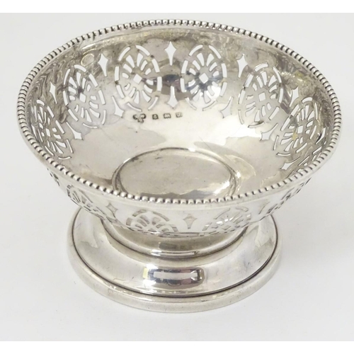 138 - A silver pedestal bon bon dish hallmarked Birmingham 1933 maker Harrods Ltd. 3'' diameter (36g)