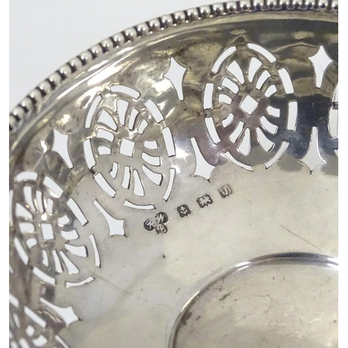 138 - A silver pedestal bon bon dish hallmarked Birmingham 1933 maker Harrods Ltd. 3'' diameter (36g)