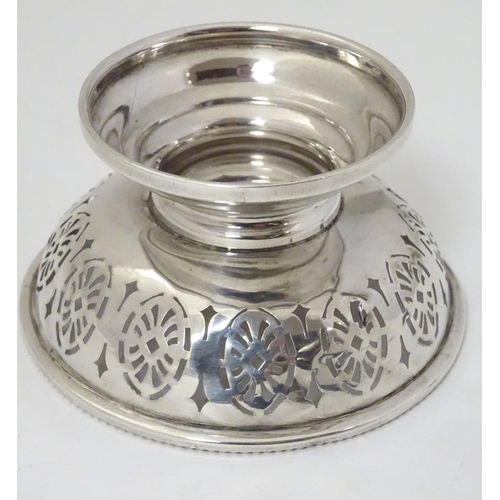 138 - A silver pedestal bon bon dish hallmarked Birmingham 1933 maker Harrods Ltd. 3'' diameter (36g)