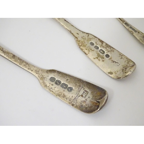 143 - Assorted salt / mustard spoons to include two fiddle pattern salt spoons hallmarked London  1841 mak... 