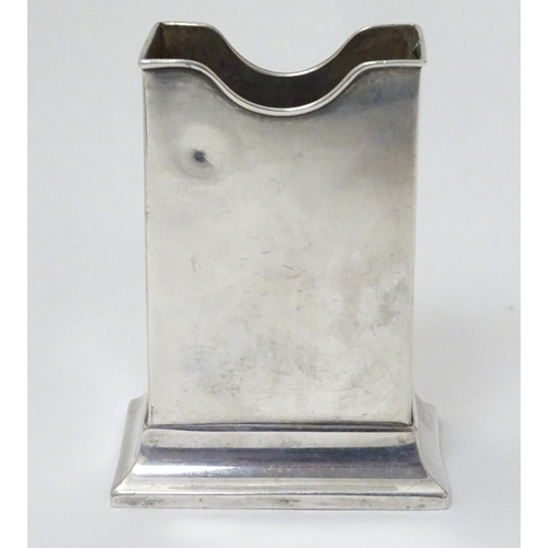 150 - A silver table top card holder hallmarked Birmingham 1903 maker William Hutton & Sons Ltd.   3 1/4''... 