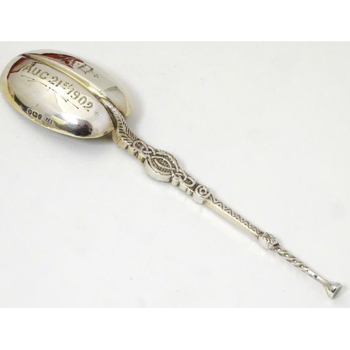 163 - A cased souvenir Coronation / anointing spoon hallmarked Sheffield 1901 maker James Deakin & Sons 4 ... 