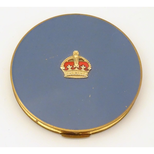 172 - A vintage Stratton powder compact  with crown emblem to top. 3'' diameter