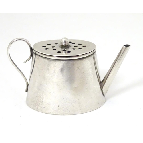 198 - A novelty pepper  / pounce pot of miniature silver tea pot hallmarked Birmingham 1899 maker Henry Bo... 