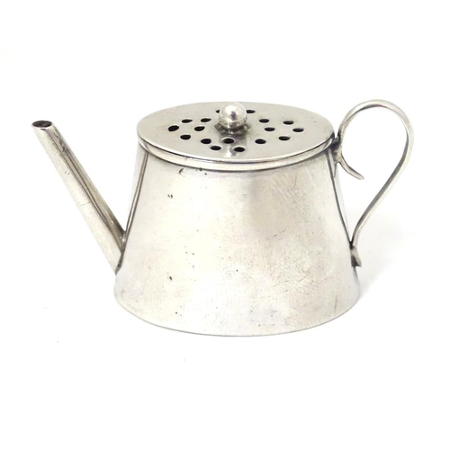 198 - A novelty pepper  / pounce pot of miniature silver tea pot hallmarked Birmingham 1899 maker Henry Bo... 