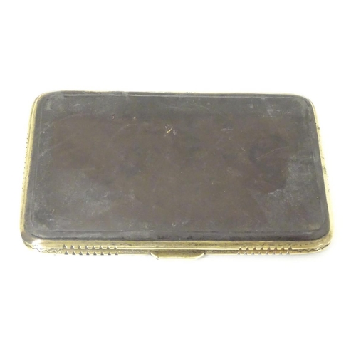 202 - A late 19thC / early 20thC leather purse / card case with gilt metal mounts. 3 3/4'' x 2 1/2''