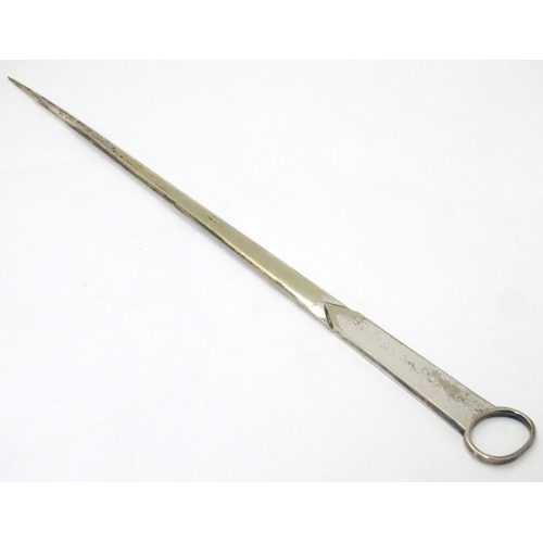 206 - A silver plate meat skewer 12'' long