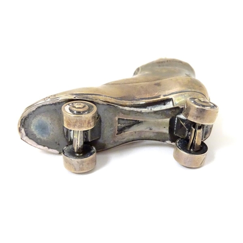 210 - Masonic Interest : A novelty silver pin cushion formed as a roller skate. Hallmarked Birmingham 1909... 