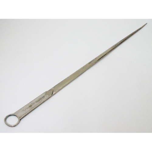 213 - A silver plate meat skewer 15'' long