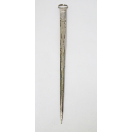 213 - A silver plate meat skewer 15'' long