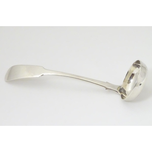 219 - A Scottish silver fiddle pattern sauce ladle hallmarked Edinburgh 1855 maker Samuel Weir. 6'' long (... 