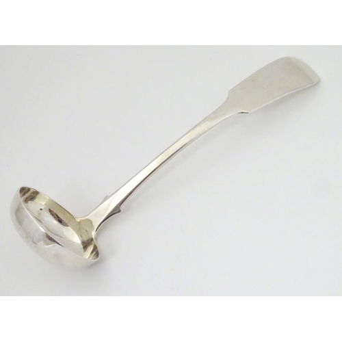 219 - A Scottish silver fiddle pattern sauce ladle hallmarked Edinburgh 1855 maker Samuel Weir. 6'' long (... 