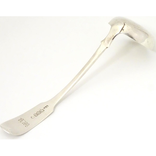 219 - A Scottish silver fiddle pattern sauce ladle hallmarked Edinburgh 1855 maker Samuel Weir. 6'' long (... 