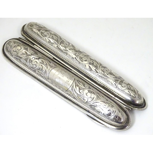 231 - A silver single cigar case with engraved decoration. Hallmarked Birmingham 1900 maker Hilliard & Tho... 