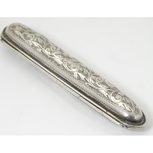 231 - A silver single cigar case with engraved decoration. Hallmarked Birmingham 1900 maker Hilliard & Tho... 