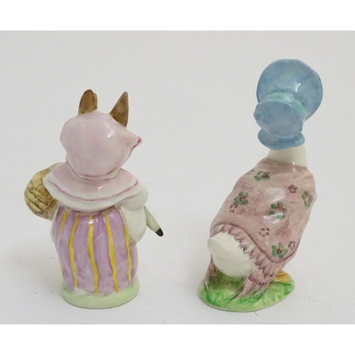 78 - Two Beswick Beatrix Potter figures with gold back stamps comprising 'Jemima Puddleduck' and a rare e... 