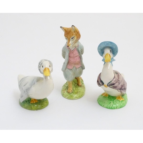 79 - A group of three Beswick Beatrix Potter figures to include 'Jemima Puddleduck', 'Rebeccah Puddle-Duc... 