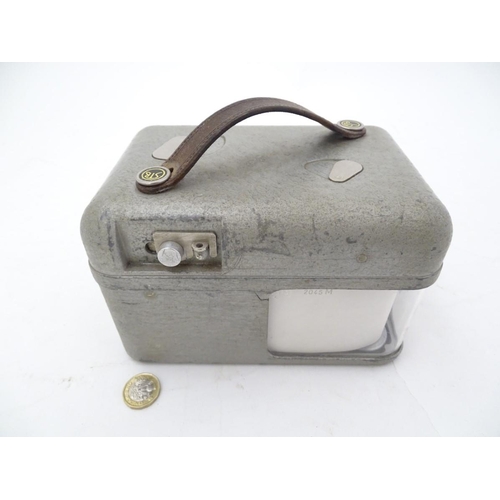 109 - Pigeon Racing : a STB Master Timer Pigeon Racing Clock with aluminium case and leather carry strap.