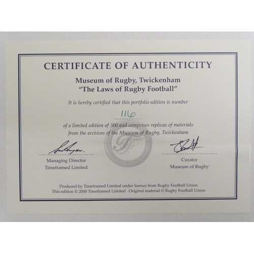 32 - Two timeframed limited edition rugby portfolios by the Museum of Rugby, Twickenham, comprising The L... 