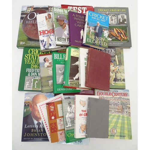 42 - Books: A large quantity of books on the subject of cricket, titles to include Sixty Years on the Bac... 