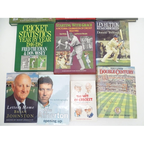 42 - Books: A large quantity of books on the subject of cricket, titles to include Sixty Years on the Bac... 