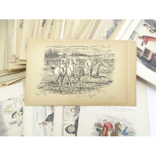 48 - A quantity of late 19thC hand coloured and monochrome etchings (some highlighted with Gum Arabic, Go... 