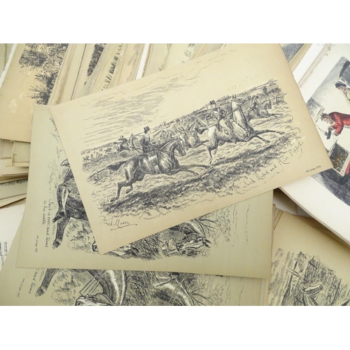 48 - A quantity of late 19thC hand coloured and monochrome etchings (some highlighted with Gum Arabic, Go... 