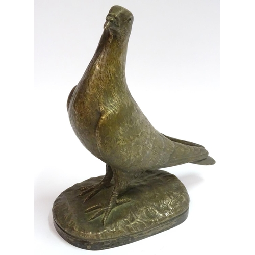 76 - H Beague, XX, French, Bronze sculpture of a racing pigeon, Signed lower right. 11 1/2'' high