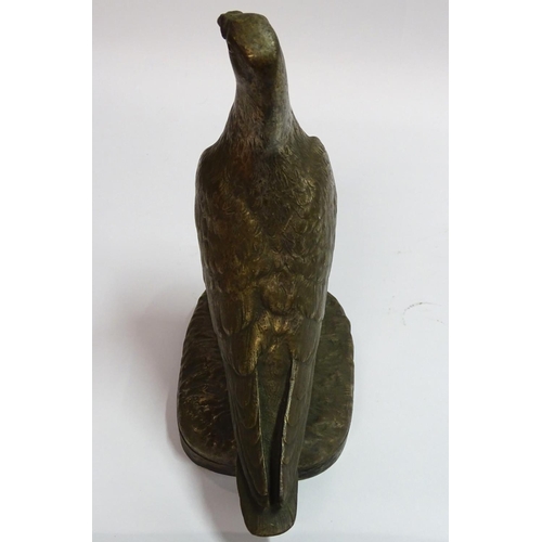 76 - H Beague, XX, French, Bronze sculpture of a racing pigeon, Signed lower right. 11 1/2'' high