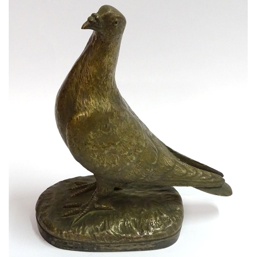 76 - H Beague, XX, French, Bronze sculpture of a racing pigeon, Signed lower right. 11 1/2'' high