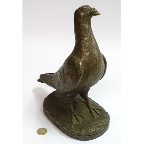 76 - H Beague, XX, French, Bronze sculpture of a racing pigeon, Signed lower right. 11 1/2'' high