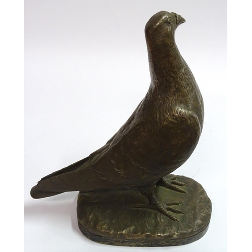 76 - H Beague, XX, French, Bronze sculpture of a racing pigeon, Signed lower right. 11 1/2'' high