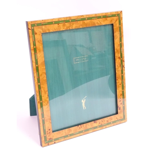 92 - A new boxed Addison Ross, Brown Golf Marquetry, an inlaid burr walnut, silk lined photograph frame w... 