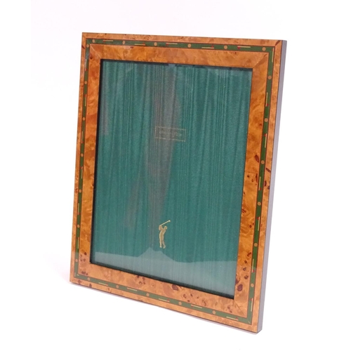 92 - A new boxed Addison Ross, Brown Golf Marquetry, an inlaid burr walnut, silk lined photograph frame w... 