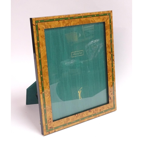 92 - A new boxed Addison Ross, Brown Golf Marquetry, an inlaid burr walnut, silk lined photograph frame w... 