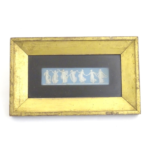 29 - A framed Wedgwood Jasperware bas relief plaque depicting the Dancing Hours / the classical Horae, th... 