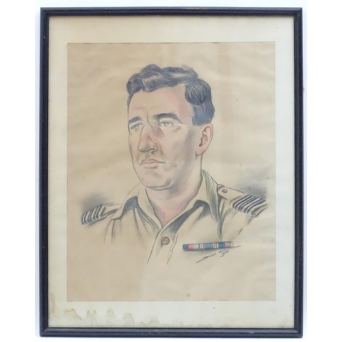 391 - Militaria: Donald Allen (1919-2013) a WW2 / World War 2 / Second World War portrait pencil sketch of... 