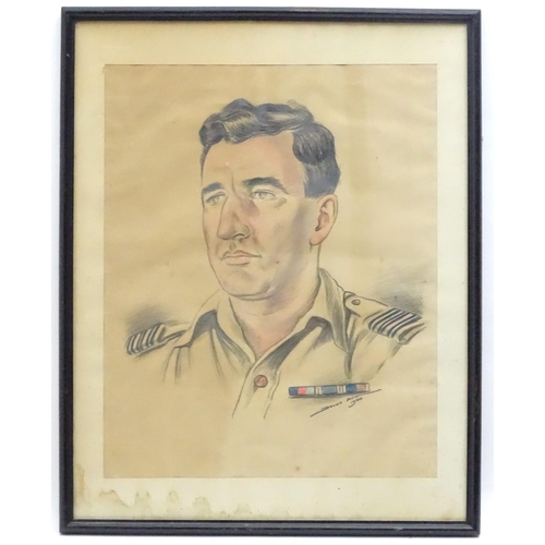 391 - Militaria: Donald Allen (1919-2013) a WW2 / World War 2 / Second World War portrait pencil sketch of... 