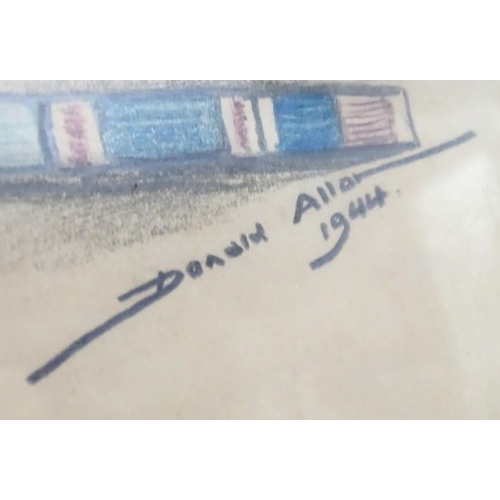 391 - Militaria: Donald Allen (1919-2013) a WW2 / World War 2 / Second World War portrait pencil sketch of... 